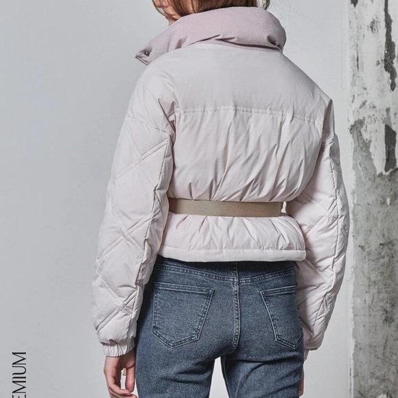 MOTF- Light baby pink puffer jacket with belt - Picture 2 of 5